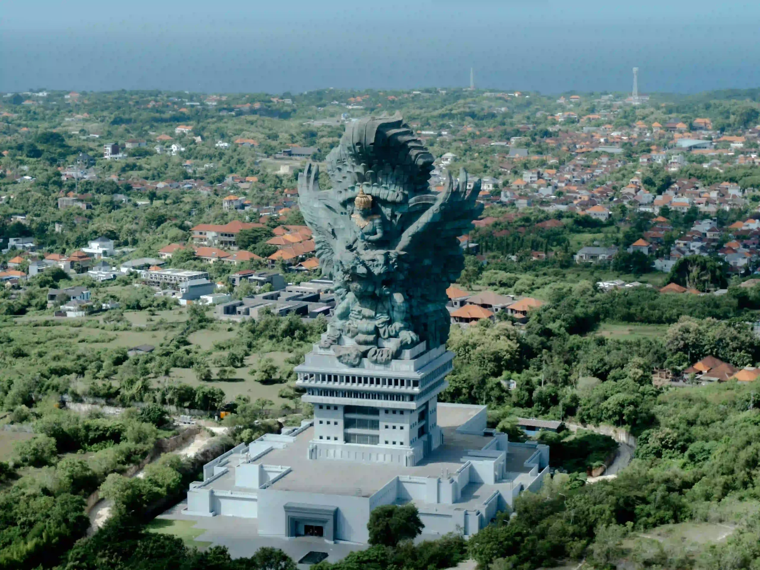 Aerial view from helicopter over Mount Agung at sunrise